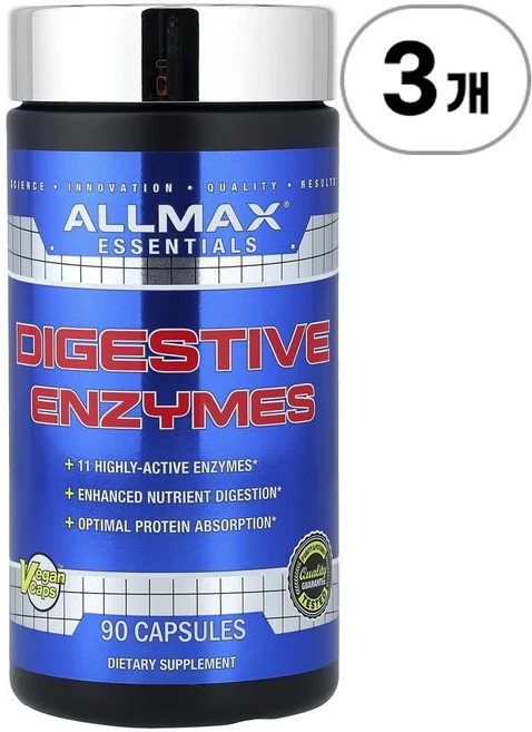 올맥스 에센셜 소화 효소 ALLMAX Essentials Digestive Enzymes 90정, 3개 - 쿠팡