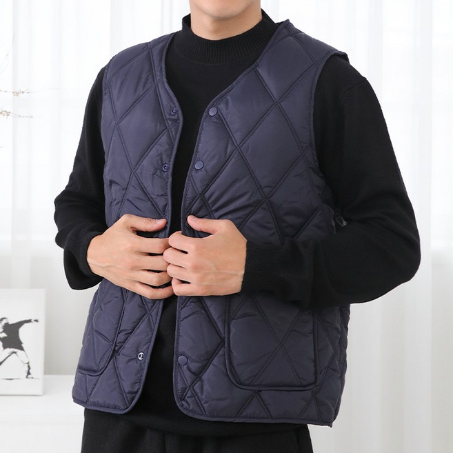 남성 경량 패딩 조끼 솜패딩 브이넥 이너아우터 베스트