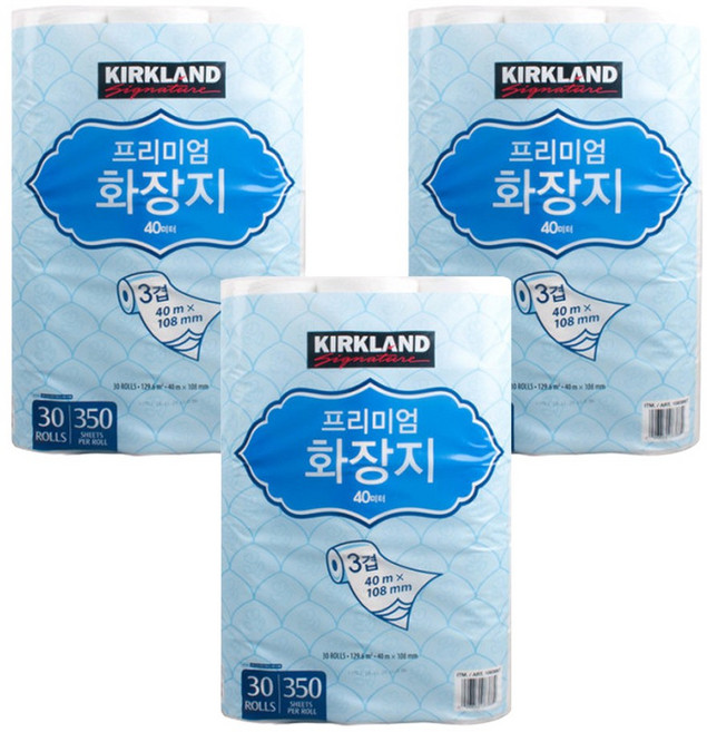 커클랜드 시그니춰 프리미엄 화장지 3겹 40m x 30롤, 30개입, 3팩