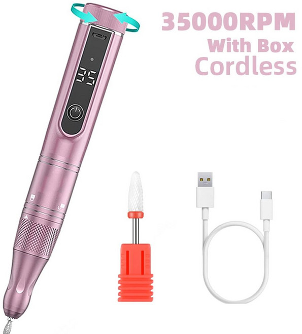 젤 네일 드릴 스케일러 풋헬퍼 손발톱 그라인더 스케일링 세신기, 35000RPM 핑크, 1개