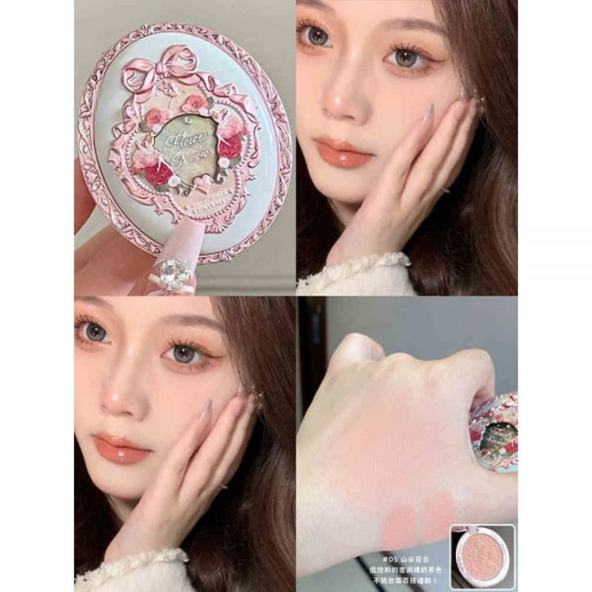 Flower Knows 플라워노즈 엠보싱 블러셔 화이트닝 은은한 발색 284287285305, 05 은방울꽃 ❥ 누드 애프리콧 밀크티 컬러 [노란 피