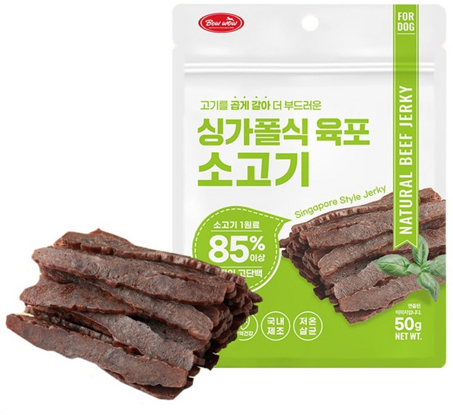 바우와우 싱가폴식 육포 4종 소고기 50g 2개, 50ml