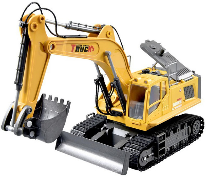 MILLANDA 어린이 RC카 합금굴착기 모방굴착기 장난감 자동차 선물, 1개, 황색굴착기