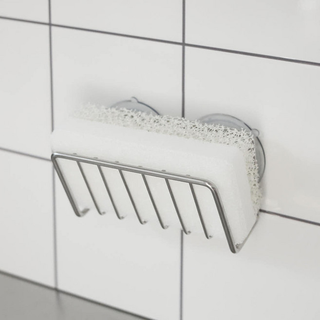 뉴앤룩 강력흡착식 수세미 거치대, 1개, 실버