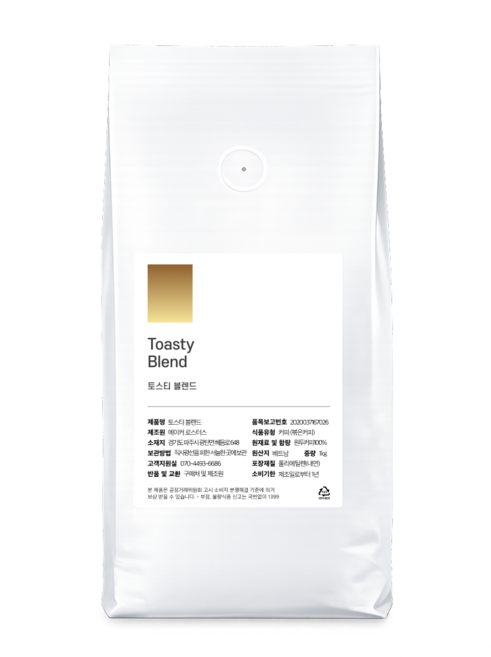 올데이커피 고소한 토스티 블렌드 원두 커피, 1kg, 1개, 홀빈(분쇄안함)