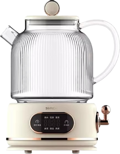 SIMDA 全玻璃養生壺, 米黃色, 1個, 1.2L