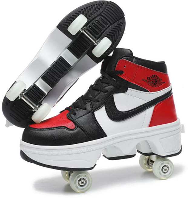 플라이힐 휠리스 바퀴달린 신발 롤러 스케이트 슈즈 스니커즈 문워커스 운동화, 화이트