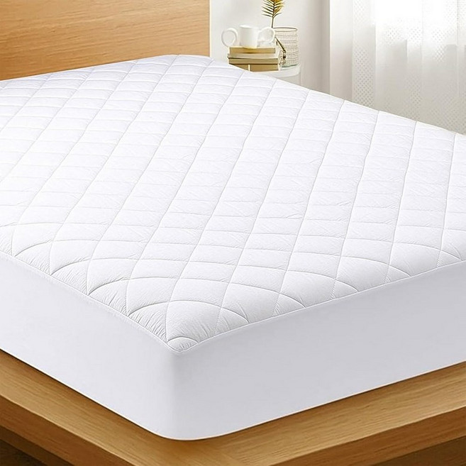 400 GSM 방수 매트리스 패드 극세사 상단이 있는 퀼트 매트리스 프로텍터 TPU 뒷면 53.3cm21인치 딥 포켓 무소음 통기성 침대 커버 매트리스 토퍼 화이트