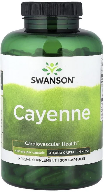 스완슨 카이엔 카옌 페퍼 cayenne 450mg 캡슐 300정, 1개 - 쿠팡