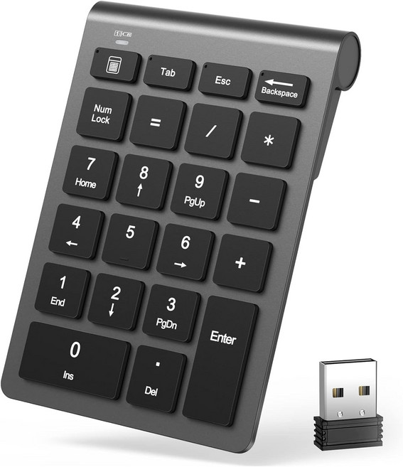 LIGANSTAR 번호 패드 무선 숫자 키패드 22 키 24GHz USB 수신기를 사용한 0가지 주요 재무 회계 데이터 입력 Surface 노트북 데스크탑 PC 노트북용 휴대용