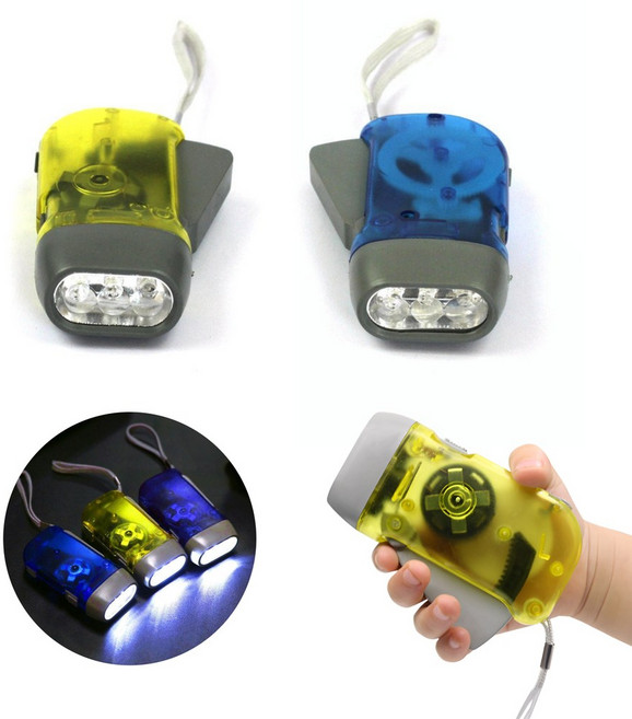 도나토르 LED 자가발전 후레쉬 비상용 손전등 2p, 1세트, 옐로우+블루