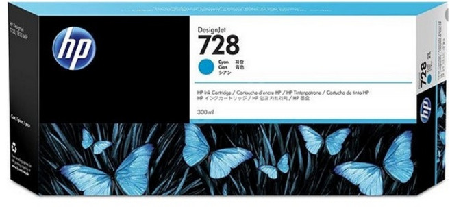 (HP) 정품플로터잉크 No.728 F9K17A Cyan (T830/300ml), 1개