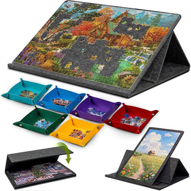 퍼즐패드 직쏘퍼즐 받침대 거치대 다크그레이 부직포 모직판 미끄럼 방지, 1개, 1000피스 78 x 56x2.5cm 6개, 1피스