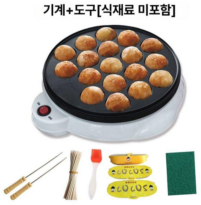 리바 타코야끼팬 타코야끼 만들기 간식 타코야끼기계, 1개, 화이트 기계+도구, 기본 구성품