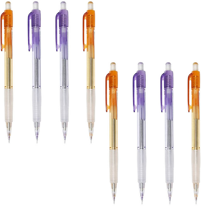 8p 세트 흔들어쓰는 샤프 0.5mm 흔들이 흔들어 투명 샤프 펜슬, 흔들이 샤프 8자루 묶음(2컬러 4자루씩)