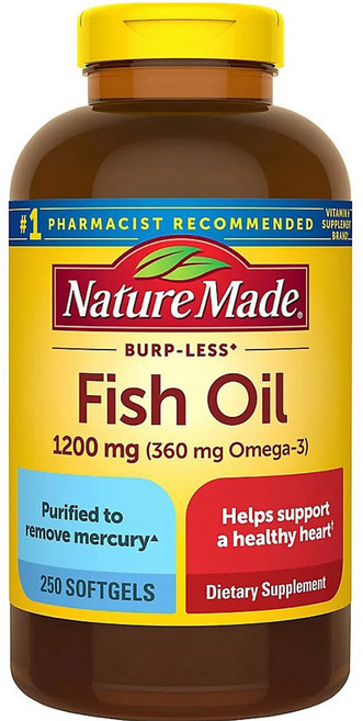 Nature Made 萊萃美 PHARMAVITE 魚油 1200mg 軟膠囊, 1個, 250錠