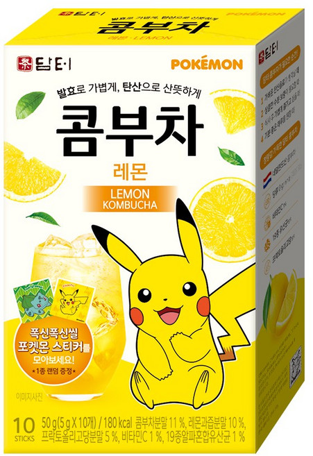 담터 콤부차 레몬/자몽/샤인머스캣/망고리치 10T 포캣몬 스티커1개 랜덤증정, 레몬10T, 1개