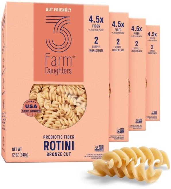 3 농장딸 로티니 파스타 12oz 고섬유 Low GI USA 농장 재배 프리미엄 품질 밀가루 듀럼 세몰리나 NON GMO 코셔 인증 (4팩), 12 Ounce (Pack of 4), 340g