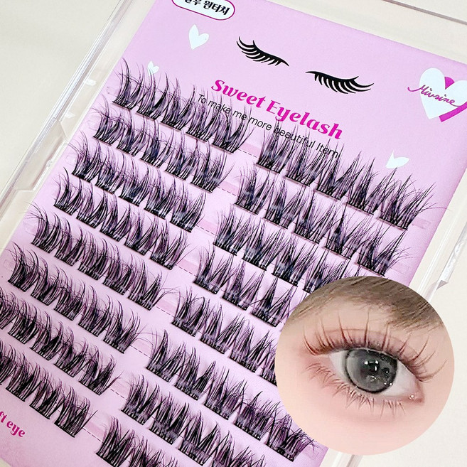 풀이 필요없는 노글루 속눈썹 도우인 메이크업에 찰떡 대용량 8줄 80모 미브린 스위트래쉬 단품, 1개, C컬 길이혼합