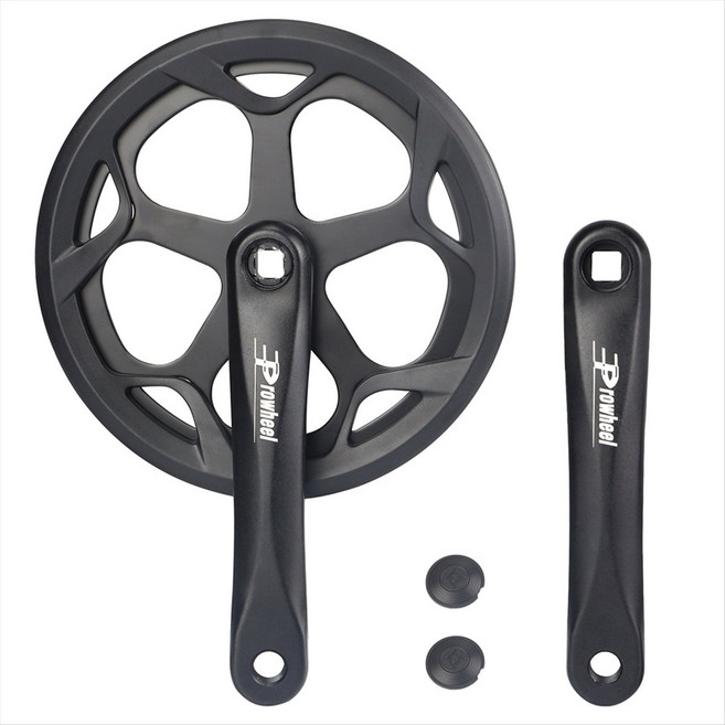 PROWHEEL 자전거 크랭크 세트 170mm 유니버설 스퀘어 크랭크셋 세트 크랭크 알루미늄 합금 암 48T, 48T, 검은색