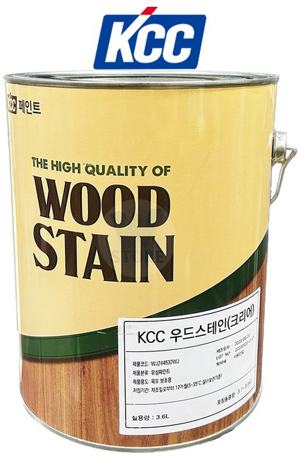 KCC 우드스테인 3.6L 오일스테인 오일스텐 방부목 목재 나무 데크 방수 니스칠, 크리어(투명), 1개