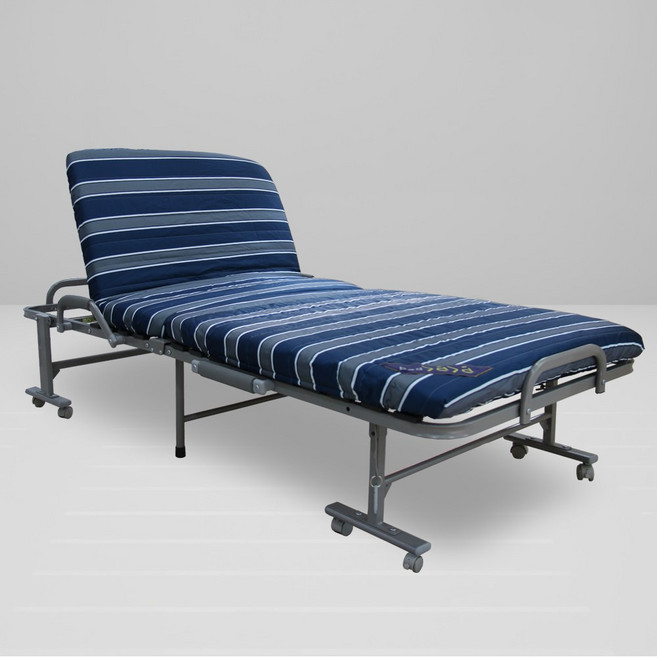 라꾸라꾸접이식침대 럭셔리 라꾸라꾸침대 (슈퍼싱글) CBK_012 등받이각도조절 라꾸라꾸침대 1인용 라꾸라꾸 1인용 접이식침대 간이침대 관리실침대, 단일제품 스트라이프(블루*그레이*화이트)