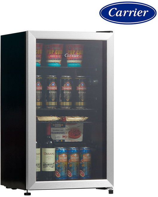 캐리어 미니 쇼케이스 냉장고, CVDR94BEM1, 블랙+실버