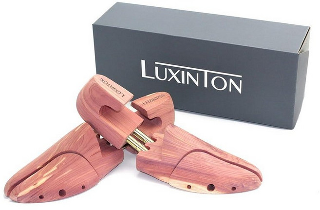 Luxinton Cedar Shoe Tree 부츠 키퍼 남성용 루카 조절 가능한 슈트리 트윈 튜브 나무 신발 모양 옐로우 316910