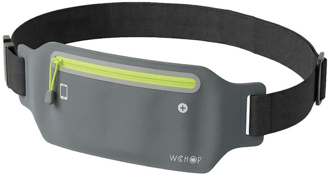 WEHOP 위홉 초경량 방수 스포츠 러닝벨트, 1개, 그레이+형광(지퍼색)