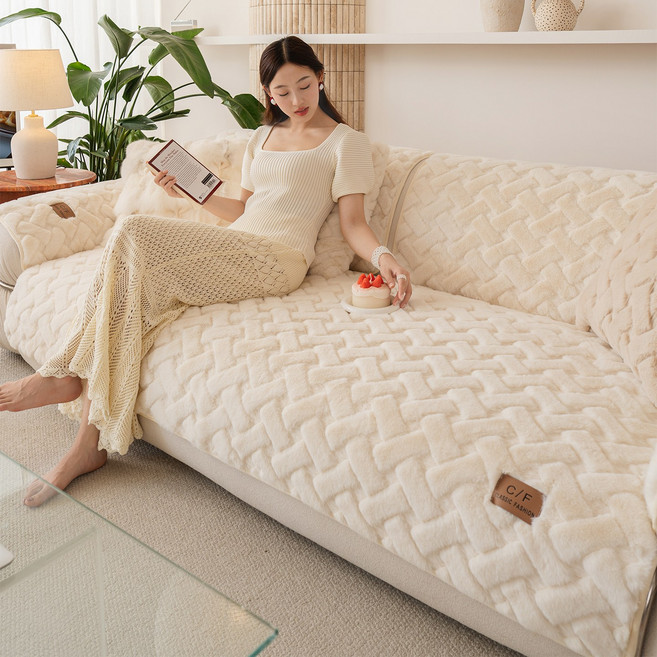 FEIFAN 털빠짐 적은 미끄럼방지 겨울 토끼털 소파패드 4인용