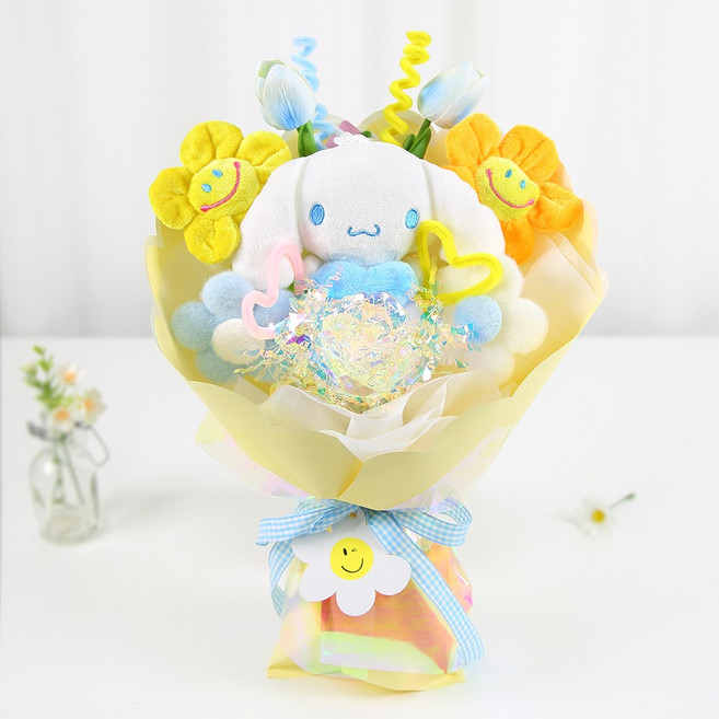 산리오 러블리 인형꽃다발+쇼핑백 세트 졸업식꽃다발, 1개, 시나모롤 레몬