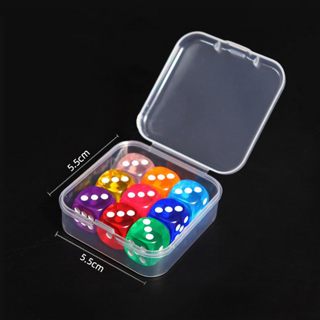 인하우스 미니 아크릴 컬러 주사위 케이스 세트, 14mm 9개입, 1개