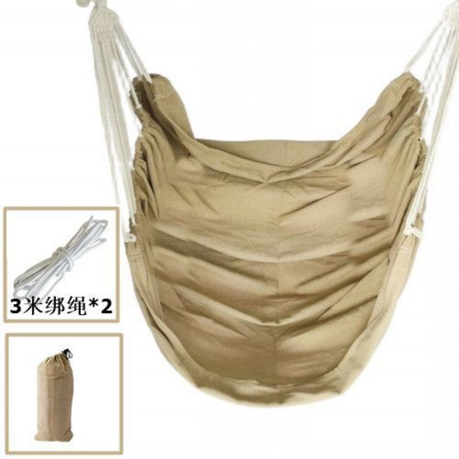 彩虹吊床 露營吊床, 舒適款 棕色+綁繩收納袋 無抱枕