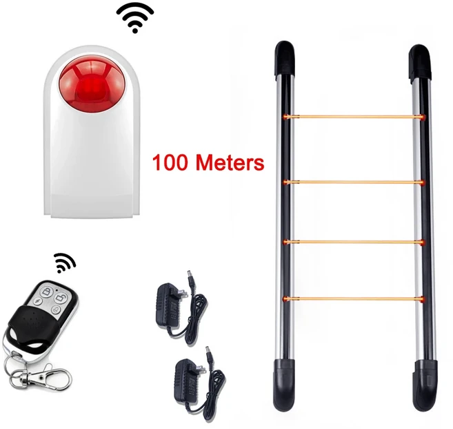 홈스마트 무선 보안 4 빔 경고 적외선 센서 알람 시스템 벽 창 감지기 도난 방지 모션, 04 영국 플러그, 06 4 Beams 100M