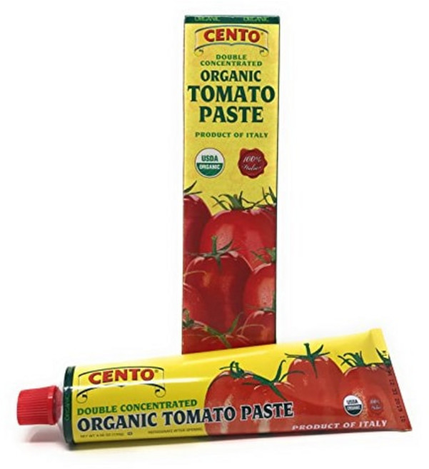 첸토 더블 농축 유기농 토마토 페이스트 - 2개/129g 튜브 Cento Double Concentrated ORGANIC Tomato Paste - 2/ 4.56 oz tubes, 129g, 1개