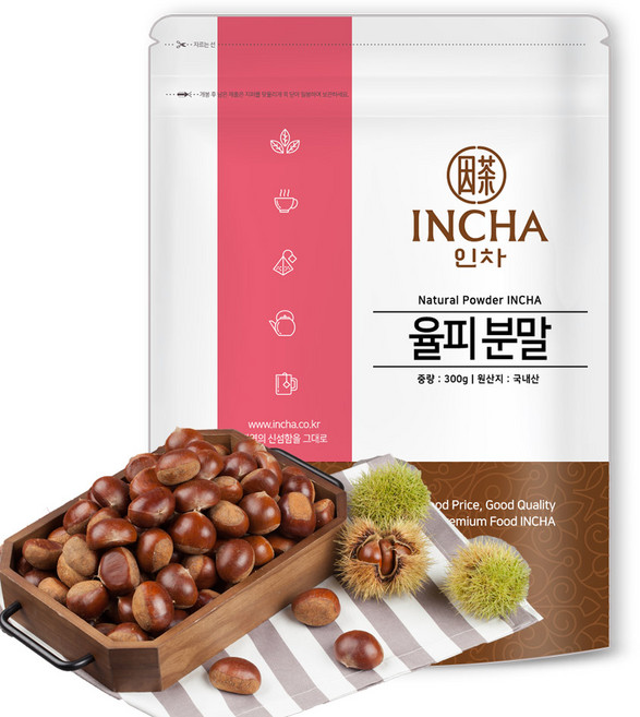 인차 국내산 율피 밤속껍질 가루 분말 밤속껍질차, 300g, 1개