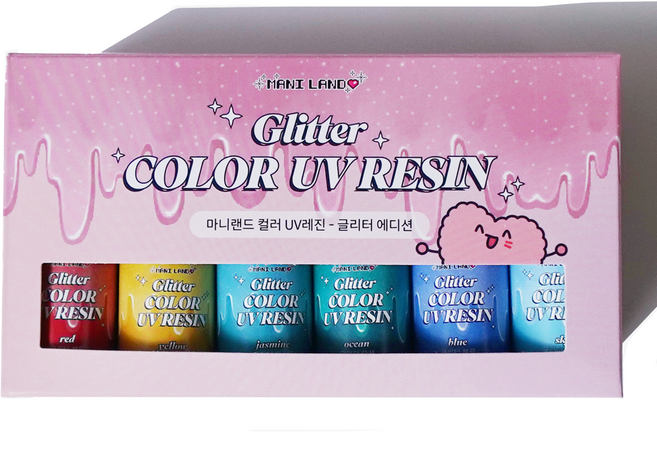 [마니랜드] 컬러 UV레진 세트 3종 / 하드타입 물점도, 글리터 컬러 UV레진 세트 (12종), 1개