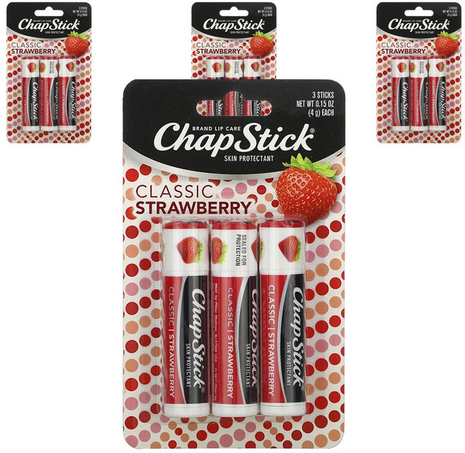 챕스틱 브랜드 립 케어 스킨 프로텍턴트 4g, Classic Strawberry, 12개