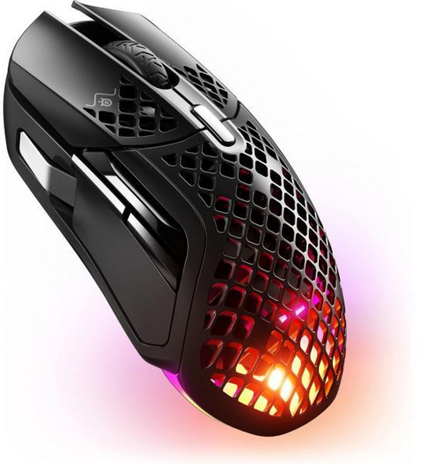 스틸시리즈 에어록스 5 무선 인체공학 9버튼 트루무브 에어 센서 18000 CPI 초경량 게이밍 마우스 - 블랙 리뉴얼, Onyx, Wireless_Aerox 5, 1개