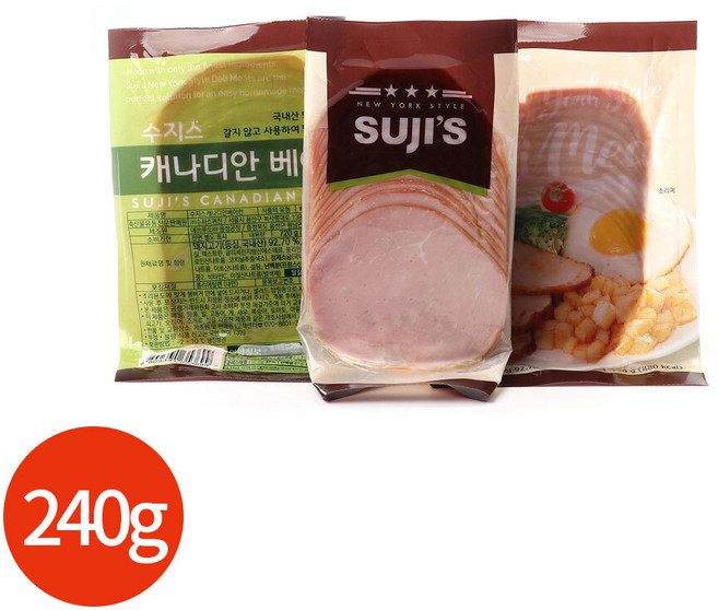 수지스 캐나디안 베이컨, 240g, 3개
