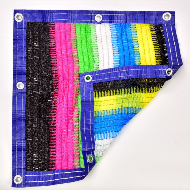 그늘애 차광막 흑색 95% 98% 이중직 흑색+녹색 강력사중직 그늘막 국내생산 주문제작 차광망 햇빛차단 옥상 캠핑 세차장, 95% 무지개 차광막 6mx5m(4면봉재)+로프10m