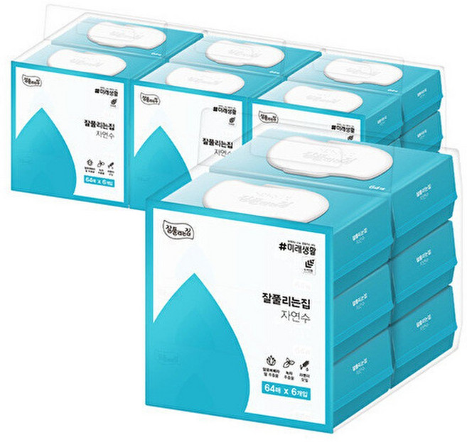 잘풀리는집 잘풀리는집 자연수 물티슈 64매 6입 4팩, 4개