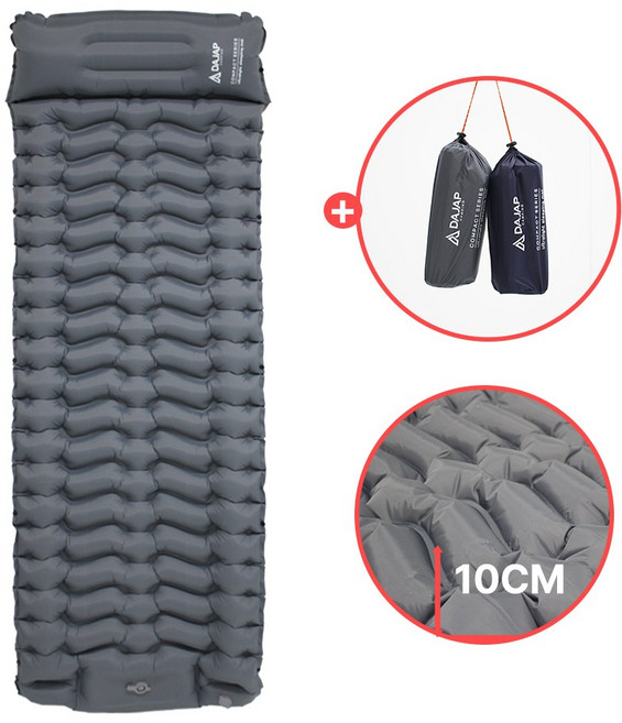 다잡 캠핑매트 에어매트 백패킹 발포 자충 매트 경량 싱글, 그레이