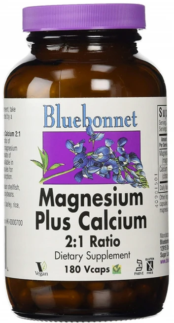 블루보넷 마그네슘 플러스 칼슘 2대1 비율 베지터블 캡슐 무설탕 글루텐 프리, 180정, 1개 - 쿠팡