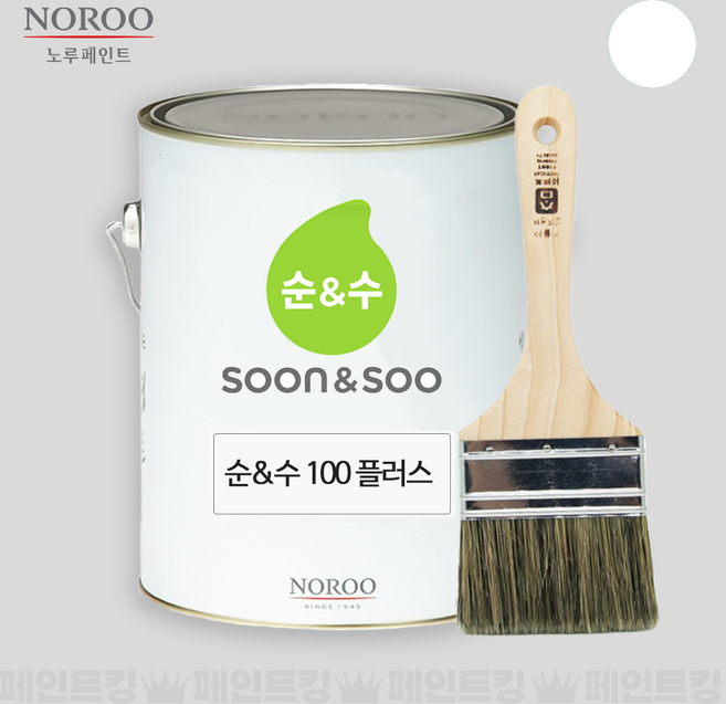 노루페인트 순앤수100 백색 4L 붓포함 수성 실내인테리어, 1개