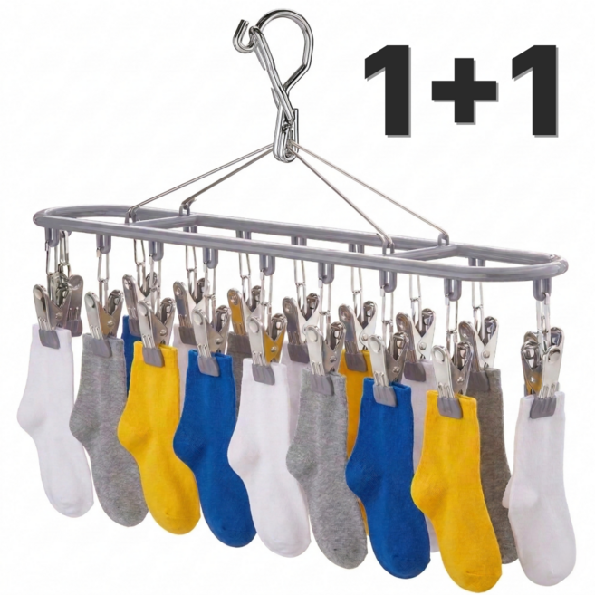 리즈앤모어 스텐 양말건조대 속옷 빨래 집게, 그레이