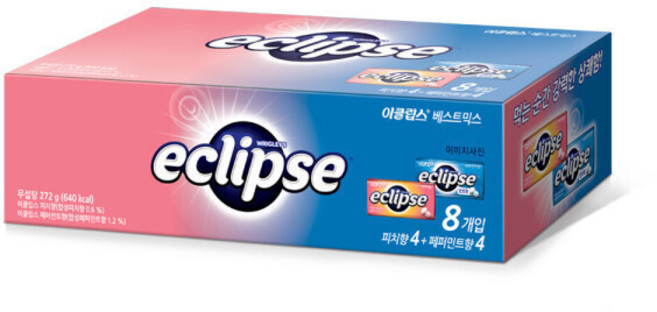 이클립스 베스트 믹스 8입 (피치4+페퍼민트4), 8개, 34g