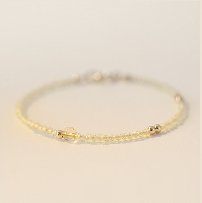 황수정 팔찌 시트린 천연 원석 재물운 행운 컷팅 2mm 슬림 by 리마린