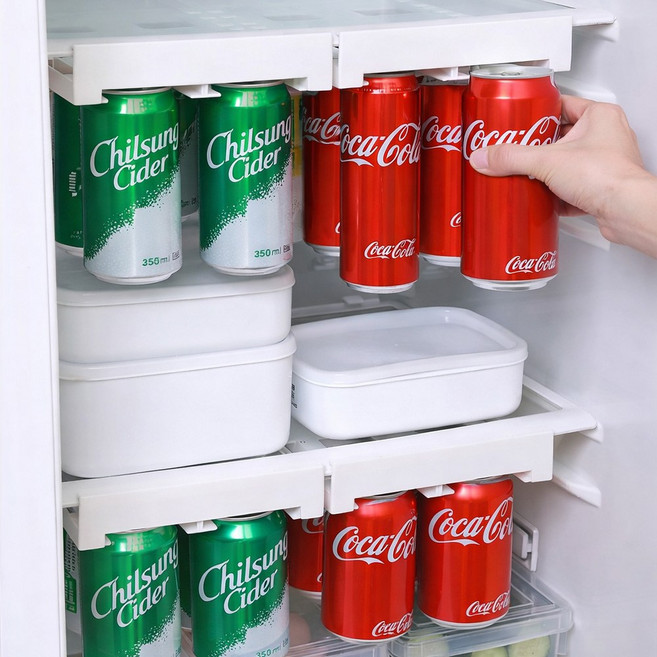 하벨 냉장고 선반 걸이형 캔음료 맥주 디스펜서 홀더 천장, 2개, 화이트