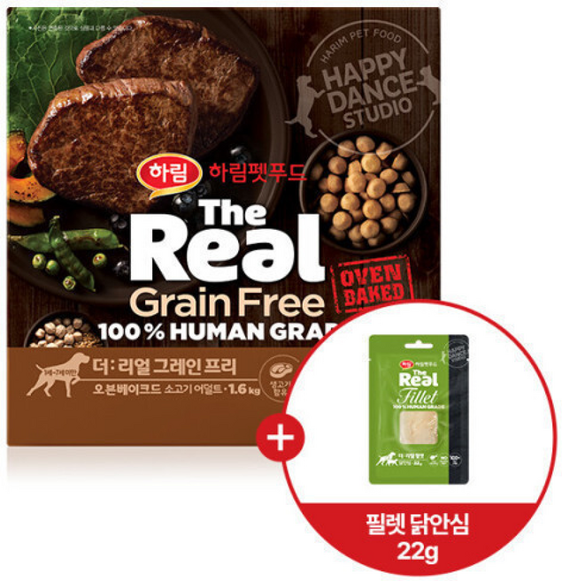 더리얼 그레인프리 오븐베이크드 소고기 어덜트 + 더리얼 필렛 닭안심, 1개, 1.6kg, 소